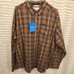 Columbia NWT Vapor Ridge Long Sleeve Button Up Brown Plaid Mens XL